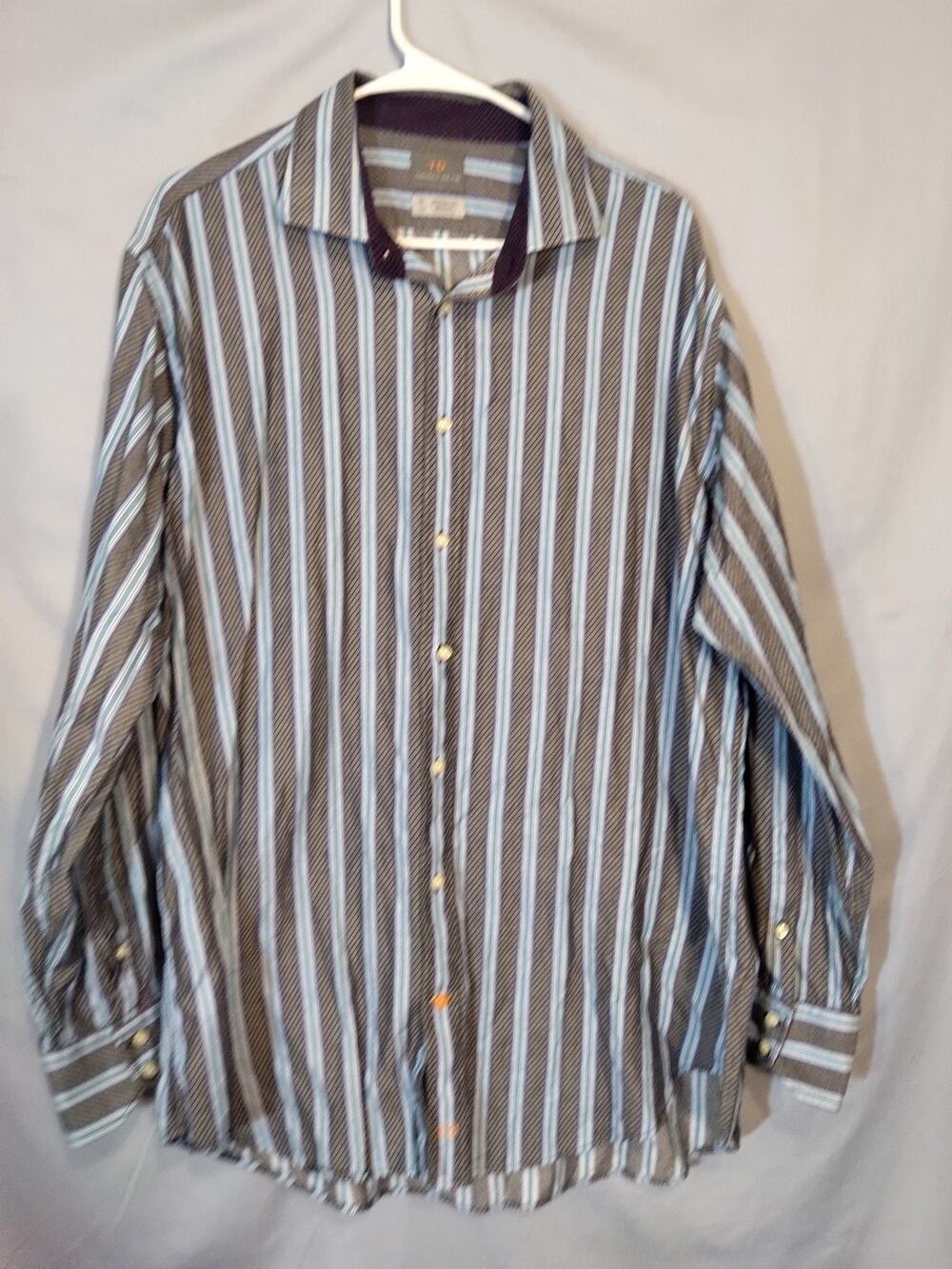 Thomas Dean Striped Blue and Gray Shirt